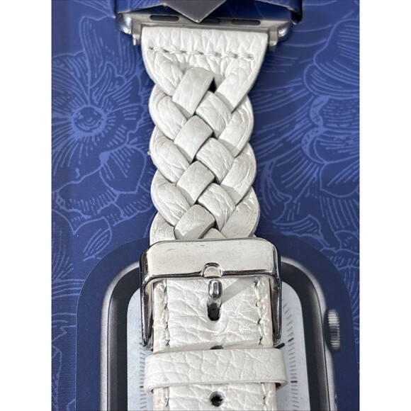 Brighton Sutton Apple Watch Band Braided Leather Shoe White Floral Tin Fit 38mm+ - Picture 7 of 16